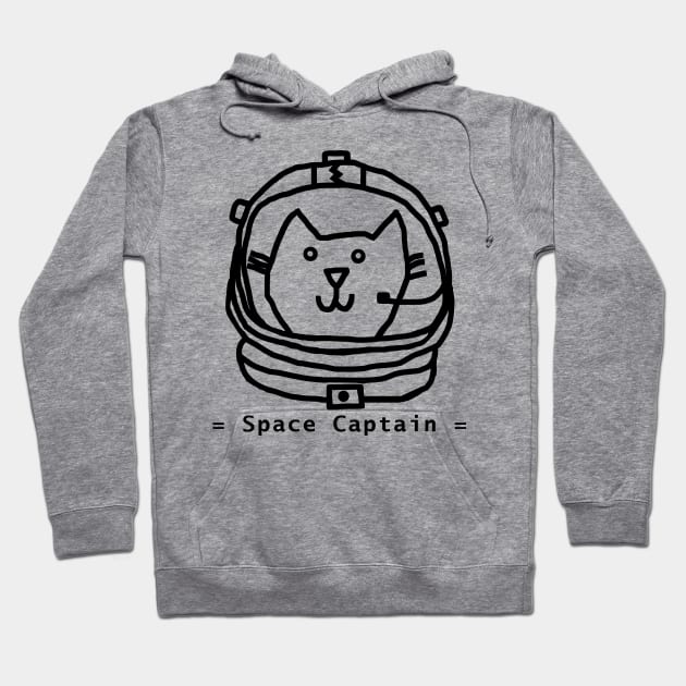 Space Captain Yellow Cat Astronaut Portrait Outline Hoodie by ellenhenryart